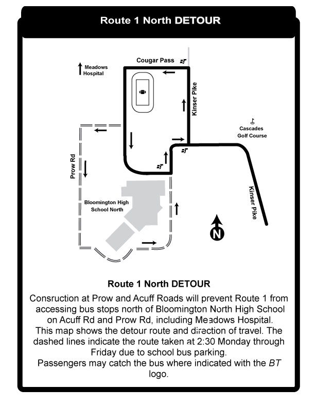 Bloomington Transit Route 1 North Detour