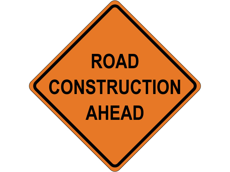 Road construction ahead graphic