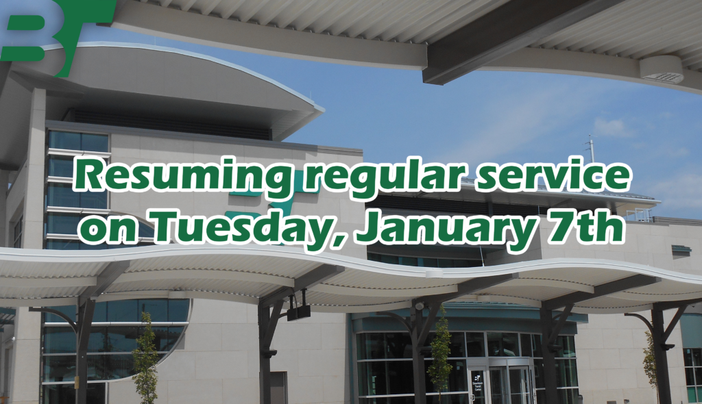 Bloomington Transit is resuming regular service on Tuesday, January 7th